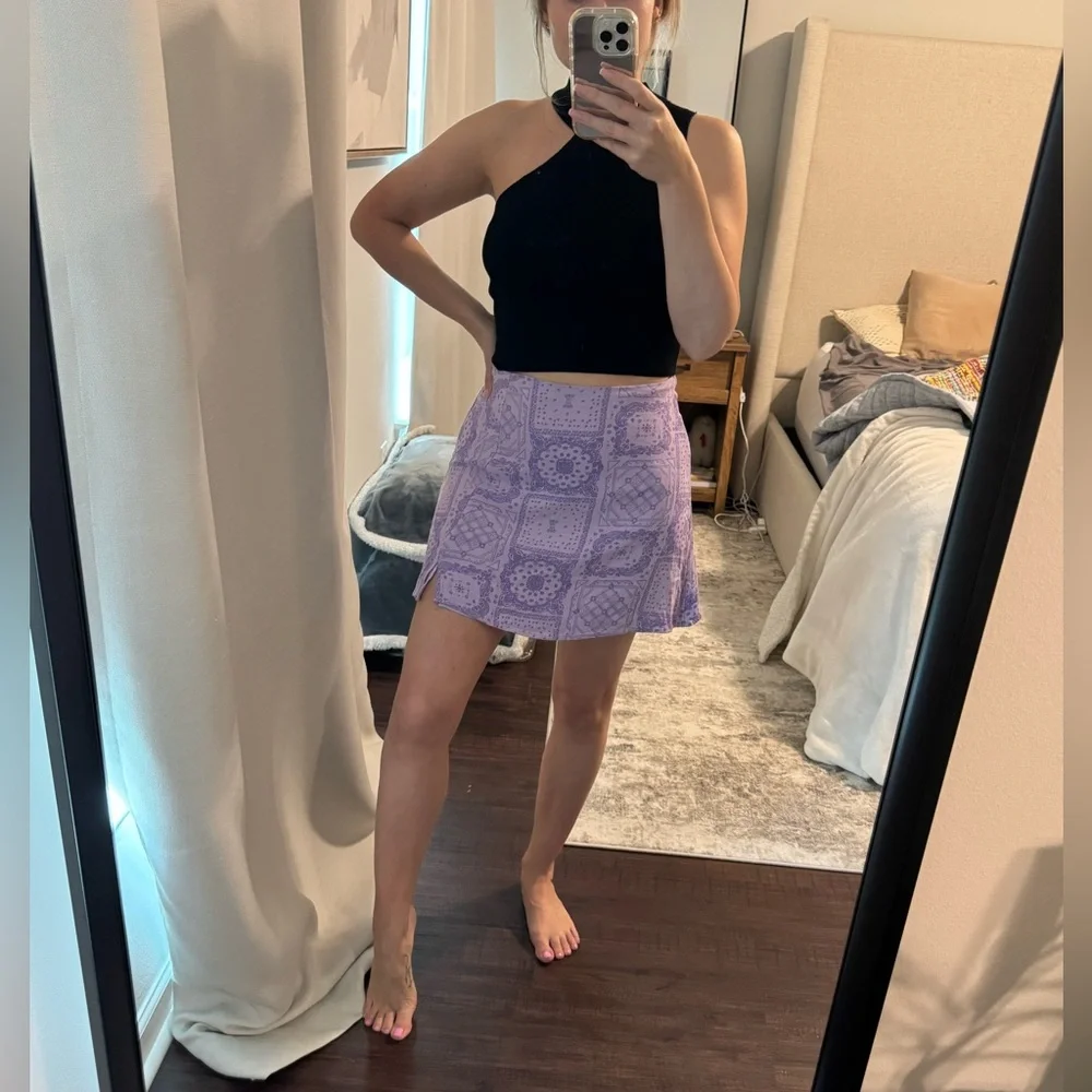 Lavender Purple Patterned Women's Casual Skirt - Picture 2 of 9